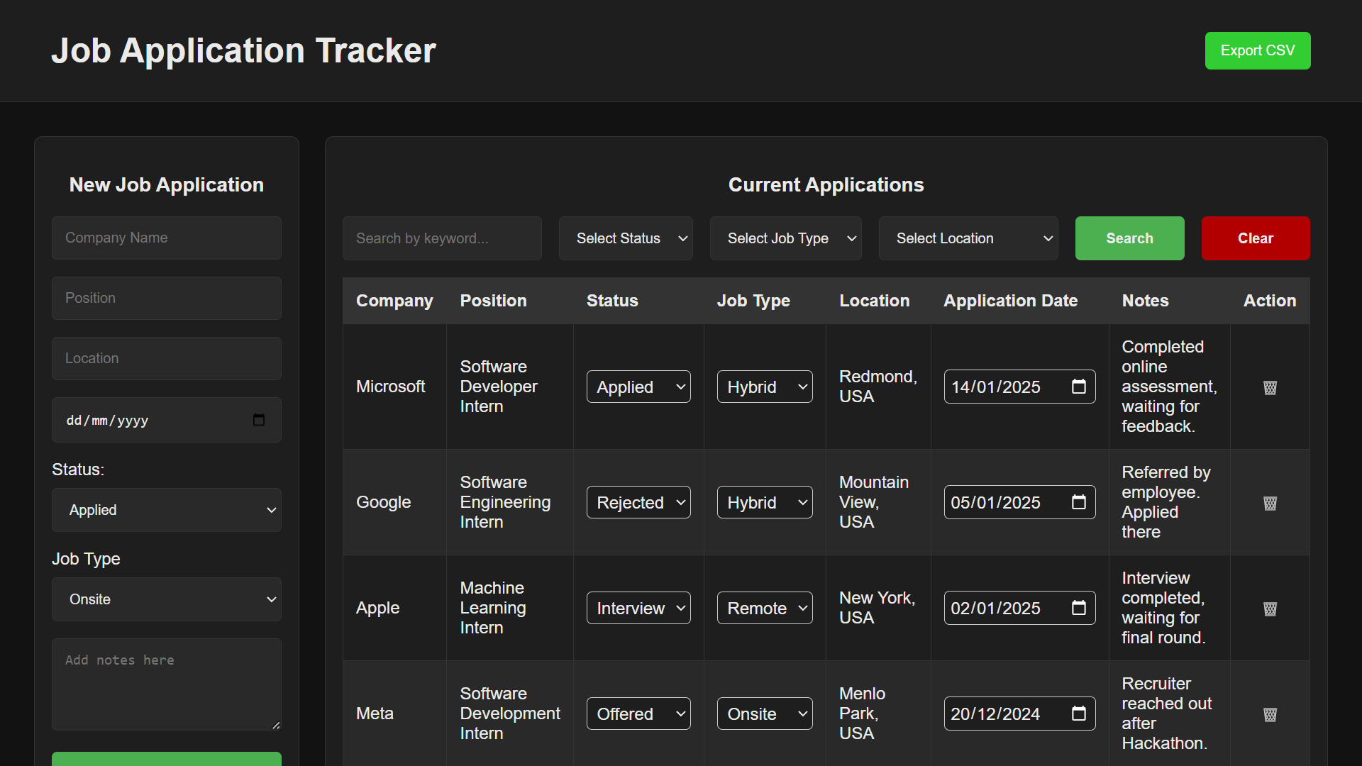 Job Application Tracker Project